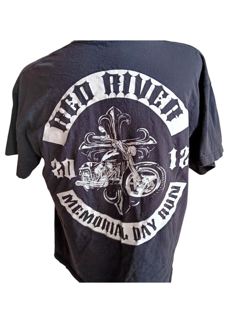 Biker T-Shirt XL Red River 2012 Memorial Day Run Delta Pro Weight Black Faded